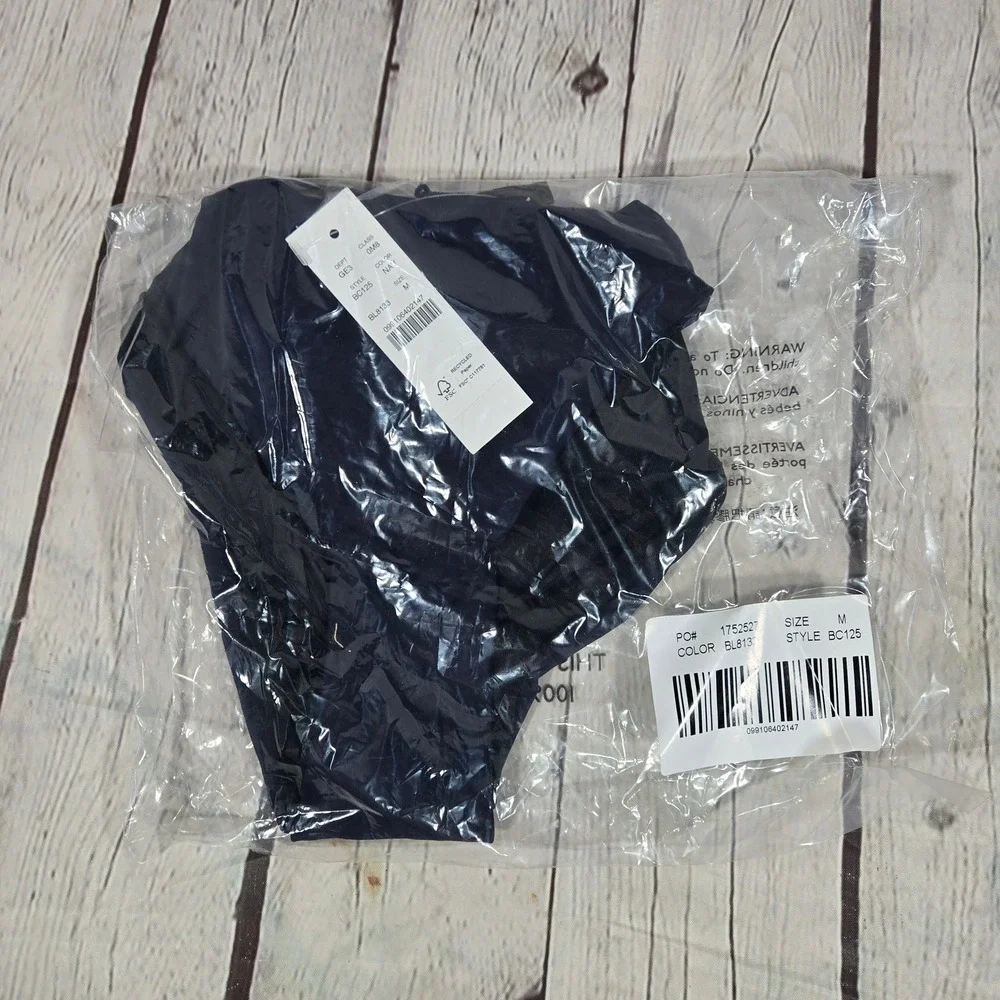 J. Crew Curved-waist cheeky bikini bottom in‎ Navy M NWT